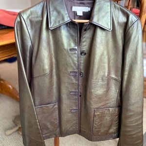 J. Crew Stunning Classic Chocolate Leather Coat
